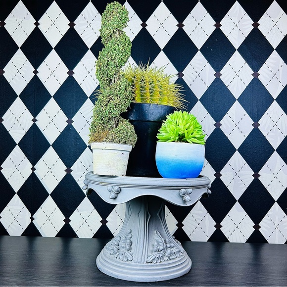 Matte Grey Ceramic Pedestal Plinth and Cake Stand French Country European 11” - Picture 10 of 12